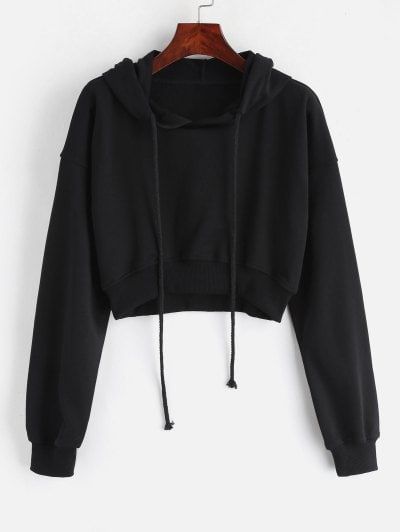 Black Cropped Hoodie