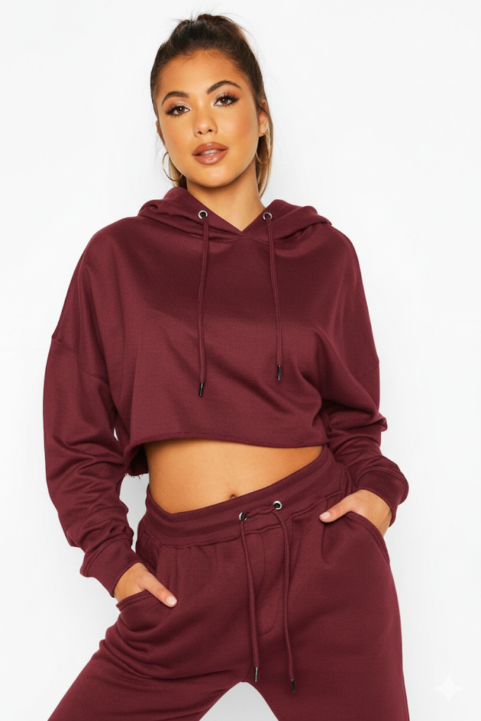Maroon Cropped Hoodie