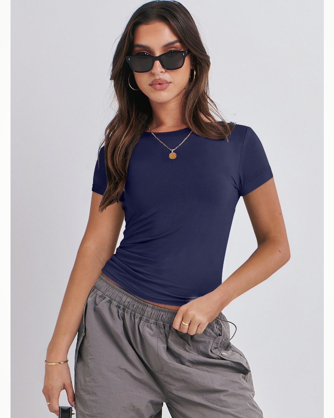 Navy Crop Top