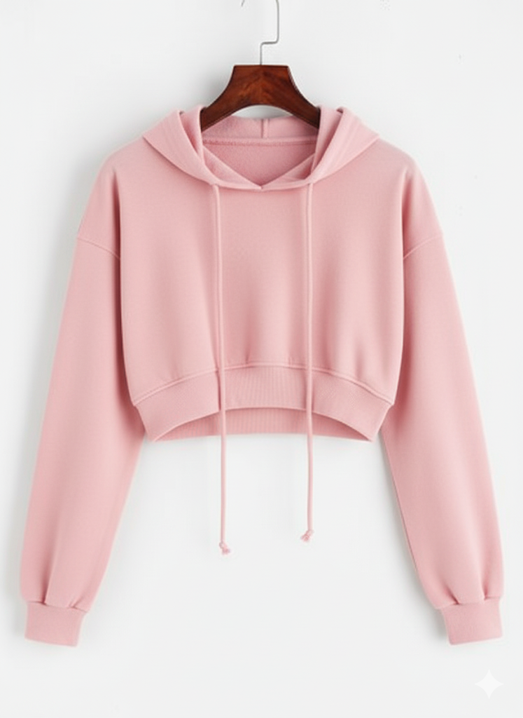 Baby Pink Cropped Hoodie