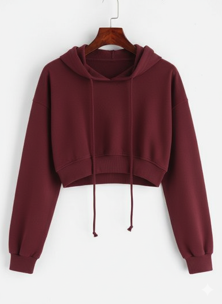 Maroon Cropped Hoodie